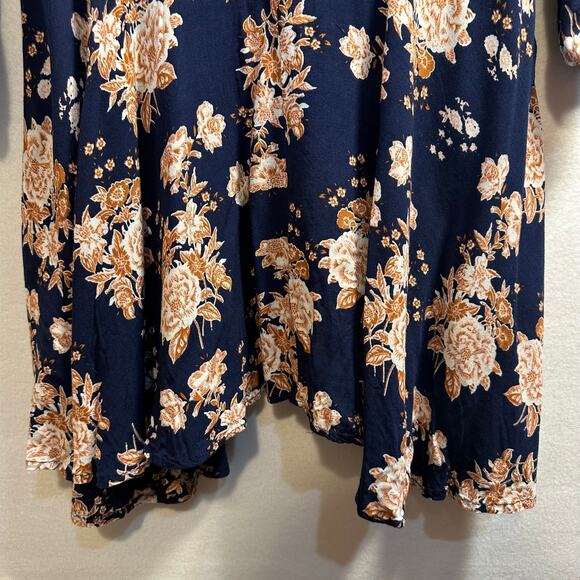 Cottagecore Lace Up Floral Wrap Dress M Asymmetrical Handkerchief Hem Feminine - Picture 8 of 10